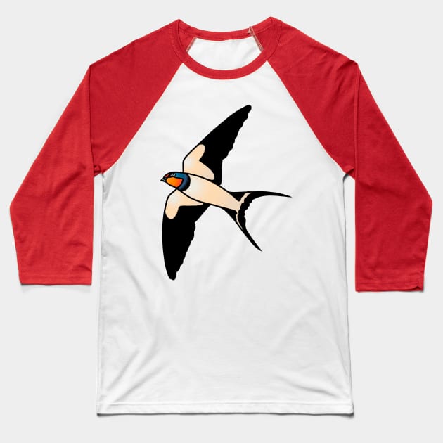 Swallow Baseball T-Shirt by forcefedartanddesign